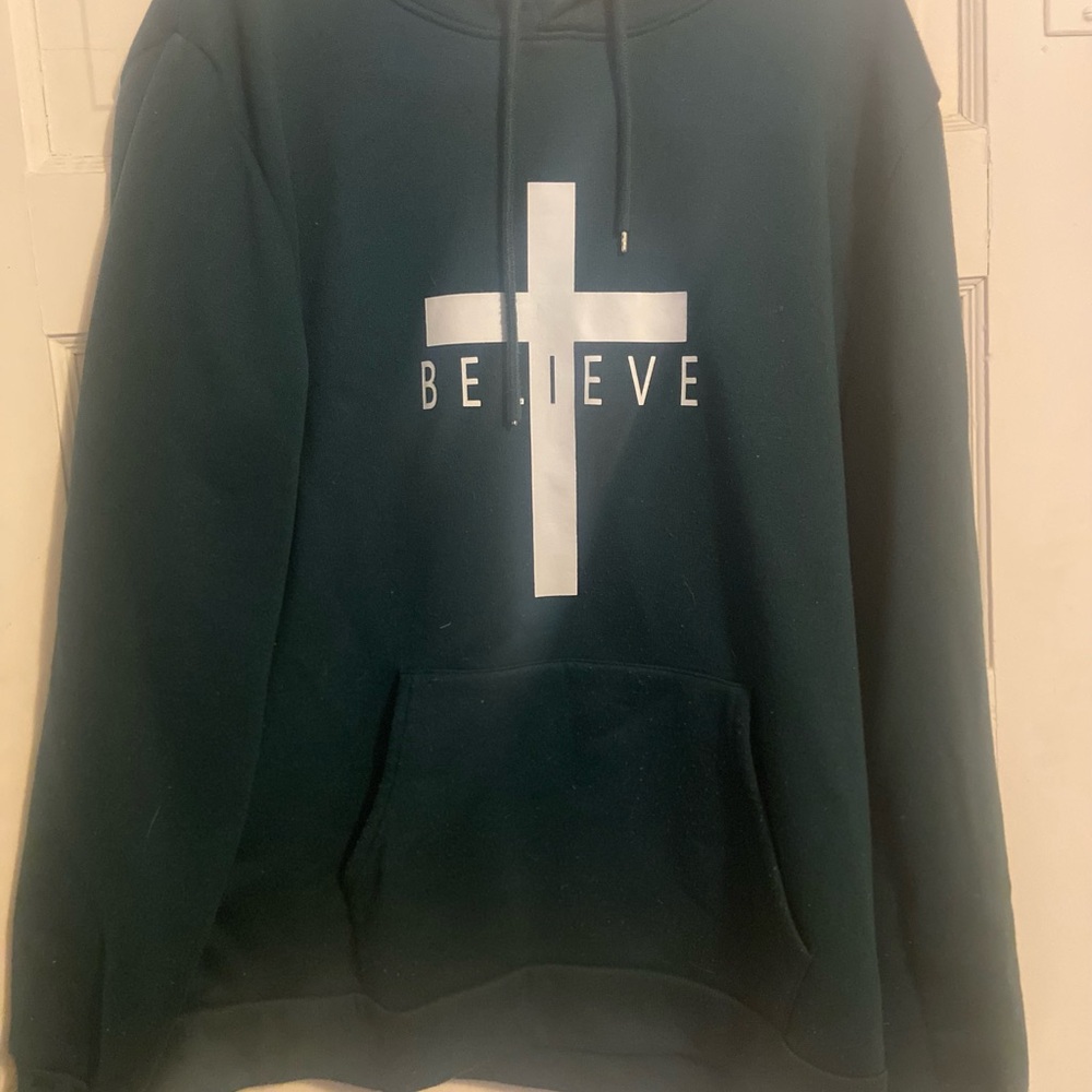 Believe Cross Hoodie - Dark Green